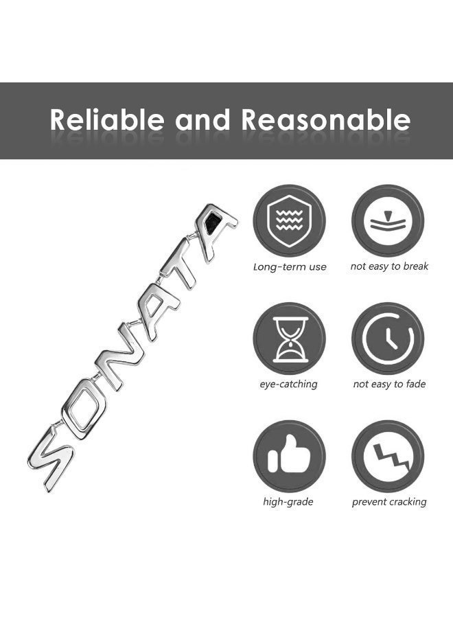 Sonata Rear Trunk Emblem Badge 3D Chrome Letter Logo Replacement Adhesive Backed Boot Lid Nameplate Decal Durable Metallic Finish Exterior Body Styling Accessory - Image 4